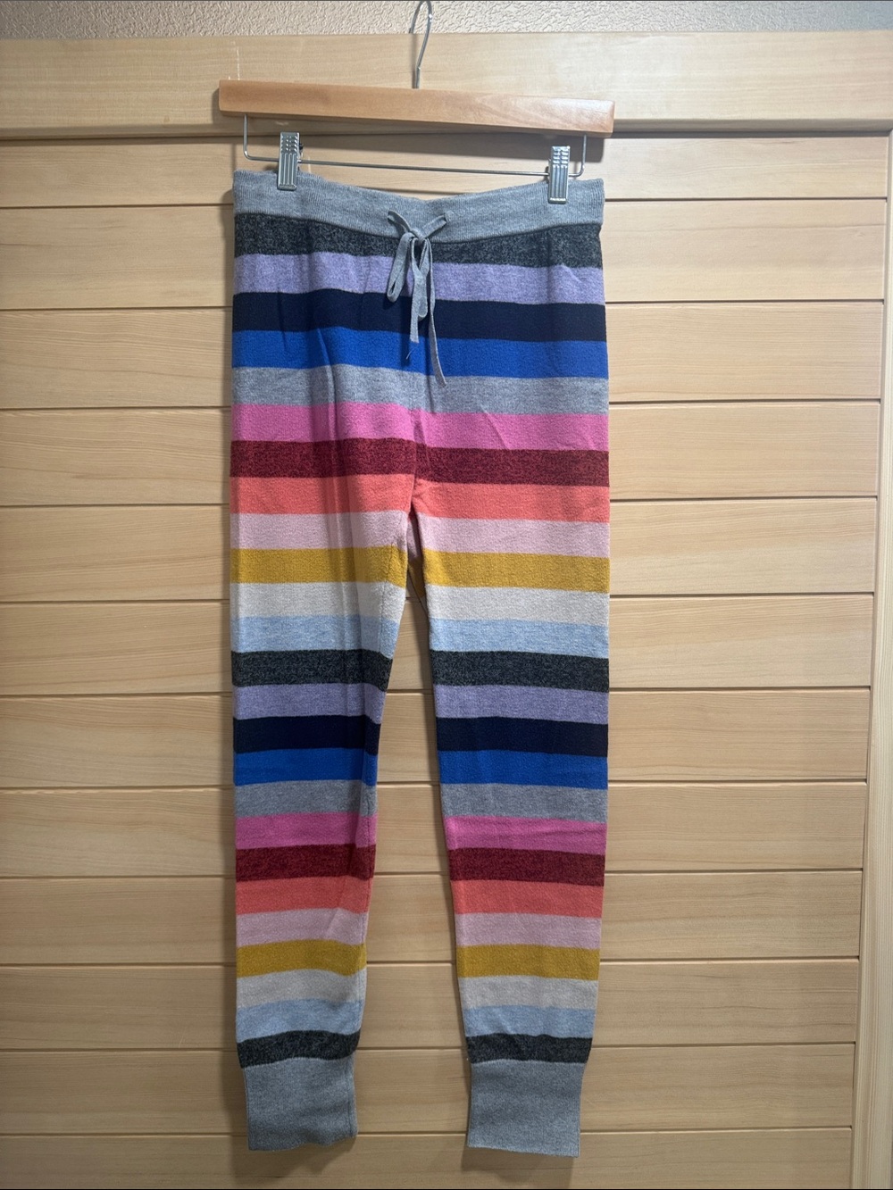 Women's Multicolor Striped Knit Pajama Pants - Gray Waist
